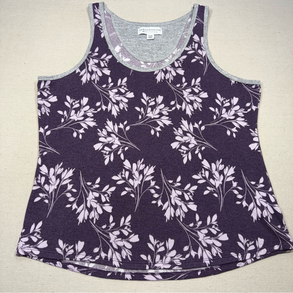 Live Love Lounge Karen Neuburger Top Womens XL Purple Tank Scoop Neck Sleeveless